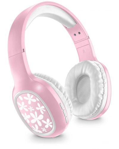 Безжични слушалки Cellularline - MS Basic Shiny Flowers, розови - 1